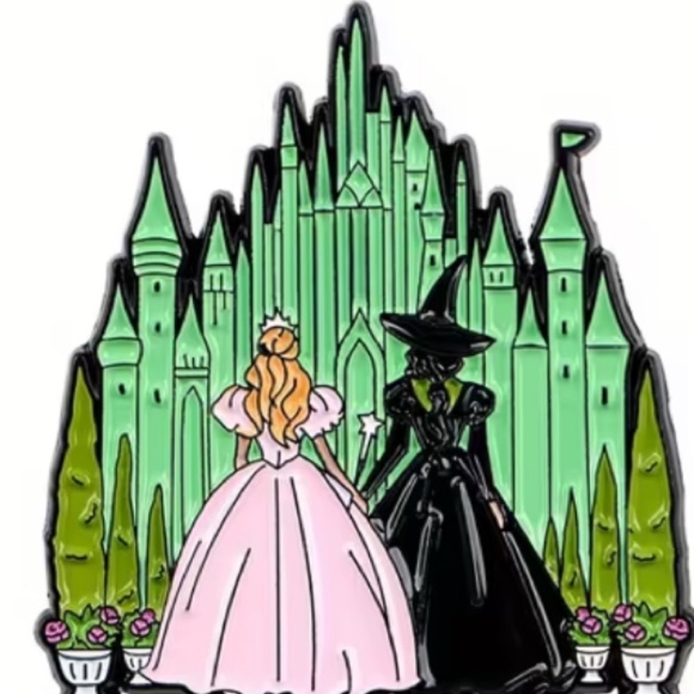 Wicked themed Enamel Pin with Green Castle - Picture 2 of 4
